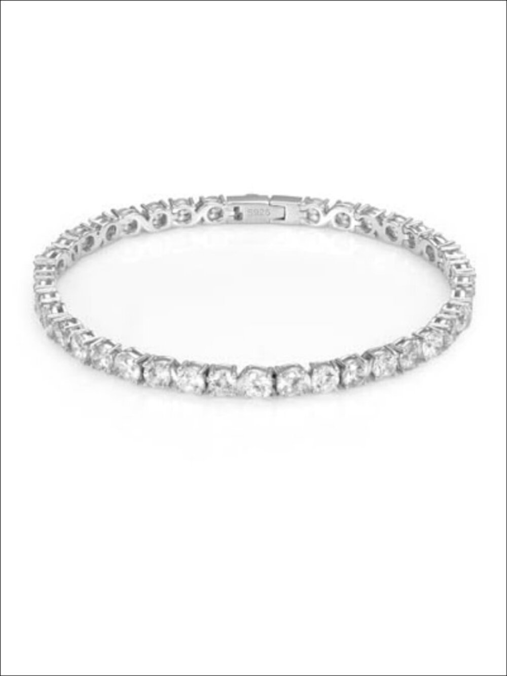 Sterling Silver Tennis Bracelet 18K White Gold Plated April Birthstone 7.5 inch